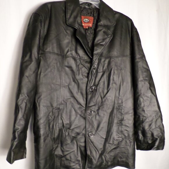 Mark Matis Genuine Leather Mens Button Up Jacket Black Large